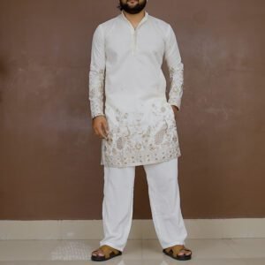 SHROBH Embroidered Regular Sequinned Kurta With Pyjamas for Men