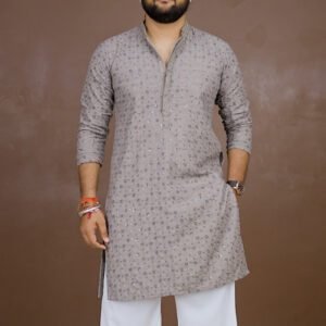 Jompers Embroidered Sequinned Pure Cotton Kurta for Men