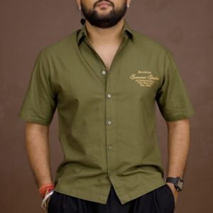 Powerlook Olive Boxy Casual Shirt for men