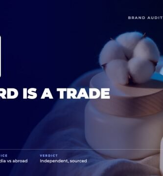 Aravi Organic brand audit by FashionAudit: Aravi Organic logo over natural baby-safe skincare jars with cotton flowers on soft linen