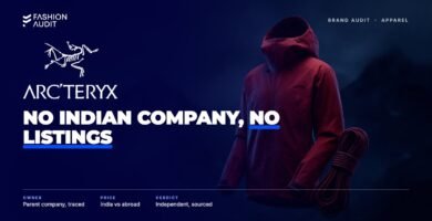 Arc'teryx brand audit by FashionAudit: Arc'teryx logo over a technical mountain jacket with a climbing rope