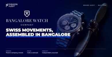 Bangalore Watch Company brand audit by FashionAudit: Bangalore Watch Company logo over a rugged aviation-inspired steel watch beside a vintage aircraft propeller