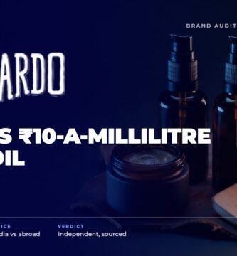 Beardo brand audit by FashionAudit: Beardo logo over beard oil bottles