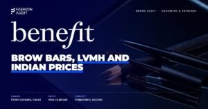 Benefit brand audit by FashionAudit: Benefit logo over brow pencils and a brow gel wand