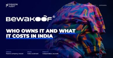 Bewakoof brand audit by FashionAudit: Bewakoof logo over colourful oversized printed t-shirts and joggers in a fun youthful stack