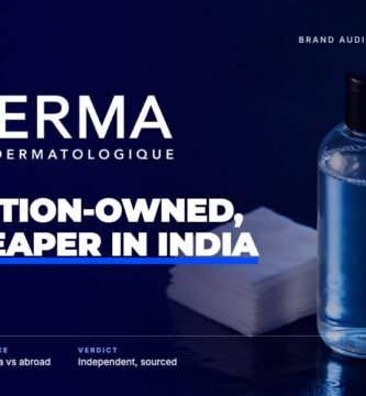 Bioderma brand audit by FashionAudit: Bioderma logo over micellar water with cotton pads