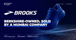 Brooks Running brand audit by FashionAudit: Brooks Running logo over a cushioned road-running shoe on asphalt