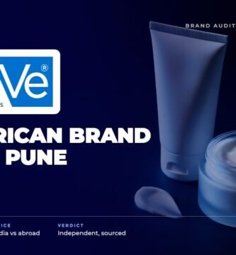 CeraVe brand audit by FashionAudit: CeraVe logo over clinical moisturising cream tubes and jars with a dab of white cream