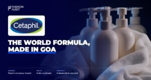 Cetaphil brand audit by FashionAudit: Cetaphil logo over gentle cleanser pump bottles with soft white towels
