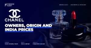Chanel Beauty brand audit by FashionAudit: Chanel Beauty logo over a perfume bottle, red lipstick and compact