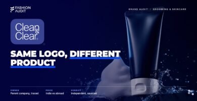 Clean & Clear brand audit by FashionAudit: Clean & Clear logo over a facial cleanser tube with white foam