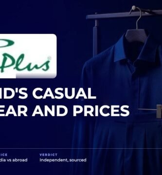 ColorPlus brand audit by FashionAudit: ColorPlus logo and the headline “Raymond's Casual Menswear and Prices” over a premium textured cotton shirt and tailored trousers on a valet stand