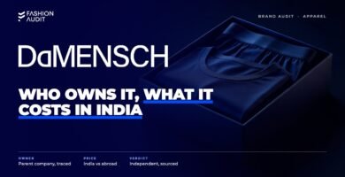 DaMENSCH brand audit by FashionAudit: DaMENSCH logo over premium men's innerwear and lounge shorts folded in a minimalist box
