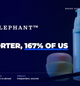 Drunk Elephant brand audit by FashionAudit: Drunk Elephant logo over a pastel serum bottle and cream jar