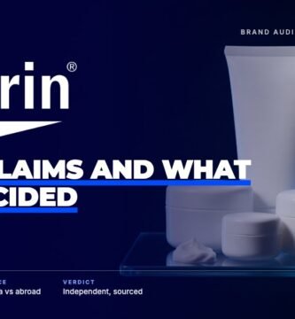 Eucerin brand audit by FashionAudit: Eucerin logo over clinical white tubes and jars of dermatological cream