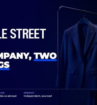 FableStreet brand audit by FashionAudit: FableStreet logo over a tailored women's workwear blazer and trousers on a minimalist rail
