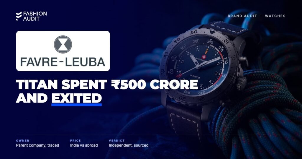Favre Leuba brand audit by FashionAudit: Favre Leuba logo over a mountaineering tool watch on rope and rock