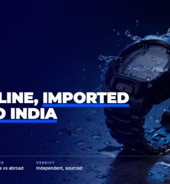 G-Shock brand audit by FashionAudit: G-Shock logo over a rugged black digital sports watch with water splashes