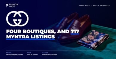 Gucci brand audit by FashionAudit: Gucci logo over a pair of polished burgundy leather loafers and a folded silk floral scarf