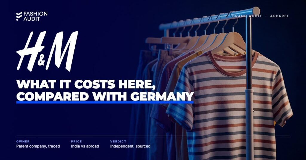 H&M brand audit by FashionAudit: H&M logo over a rail of affordable everyday clothes