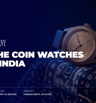 Jaipur Watch Company brand audit by FashionAudit: Jaipur Watch Company logo over a vintage-inspired watch with a coin-detail dial on a block-printed fabric