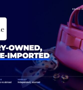 Kate Spade brand audit by FashionAudit: Kate Spade logo over a playful bright-coloured leather handbag with a bow detail