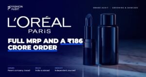 L'Oréal Paris brand audit by FashionAudit: L'Oréal Paris logo over a glossy lipstick and a hair colour bottle on Parisian marble