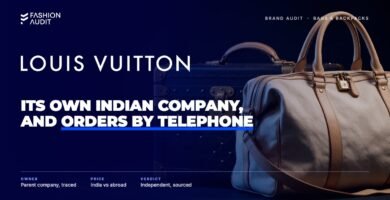 Louis Vuitton brand audit by FashionAudit: Louis Vuitton logo over a vintage hard-sided travel trunk and a canvas weekender bag