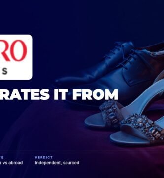 Metro Shoes brand audit by FashionAudit: Metro Shoes logo over a pair of embellished women's festive sandals and men's formal leather derby shoes