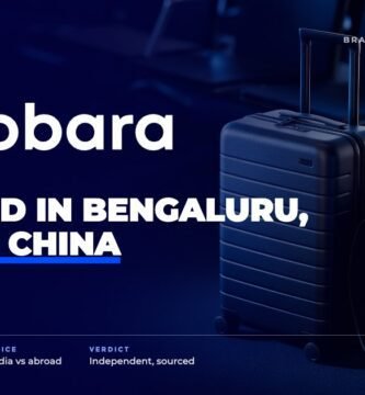 Mokobara brand audit by FashionAudit: Mokobara logo over a sleek minimalist cabin suitcase and backpack in a modern airport lounge