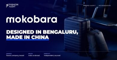 Mokobara brand audit by FashionAudit: Mokobara logo over a sleek minimalist cabin suitcase and backpack in a modern airport lounge