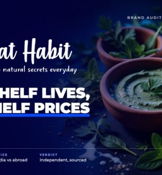 Nat Habit brand audit by FashionAudit: Nat Habit logo over fresh-made natural face masks in clay bowls with herbs and milk