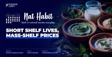 Nat Habit brand audit by FashionAudit: Nat Habit logo over fresh-made natural face masks in clay bowls with herbs and milk