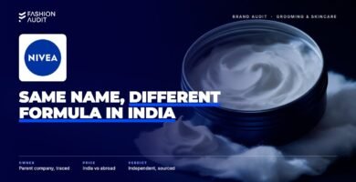 NIVEA brand audit by FashionAudit: NIVEA logo over a round dark-blue tin of thick white cream