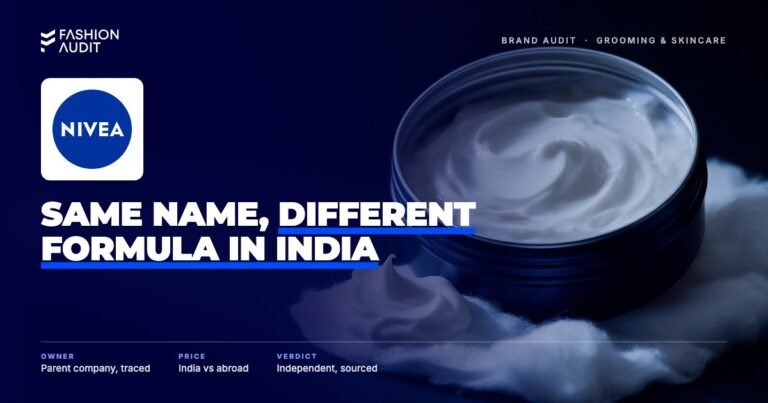 NIVEA brand audit by FashionAudit: NIVEA logo over a round dark-blue tin of thick white cream