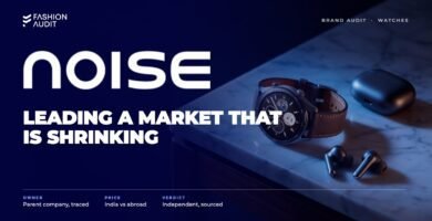 Noise brand audit by FashionAudit: Noise logo over a stylish smartwatch and wireless earbuds on a marble desk