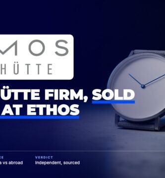 Nomos brand audit by FashionAudit: Nomos logo over a minimalist white-dial dress watch