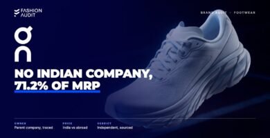 On Running brand audit by FashionAudit: On Running logo over a lightweight running shoe with a segmented sole