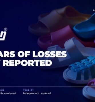 Paragon brand audit by FashionAudit: Paragon logo over everyday rubber sandals and slippers in bright colours on a tiled floor