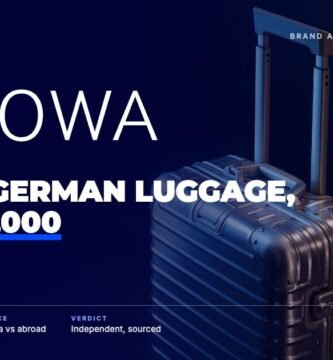 Rimowa brand audit by FashionAudit: Rimowa logo over an aluminium cabin suitcase