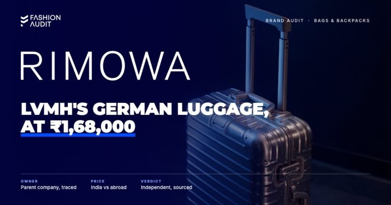 Rimowa brand audit by FashionAudit: Rimowa logo over an aluminium cabin suitcase