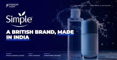 Simple brand audit by FashionAudit: Simple logo over gentle micellar water and moisturiser bottles with fresh water splash