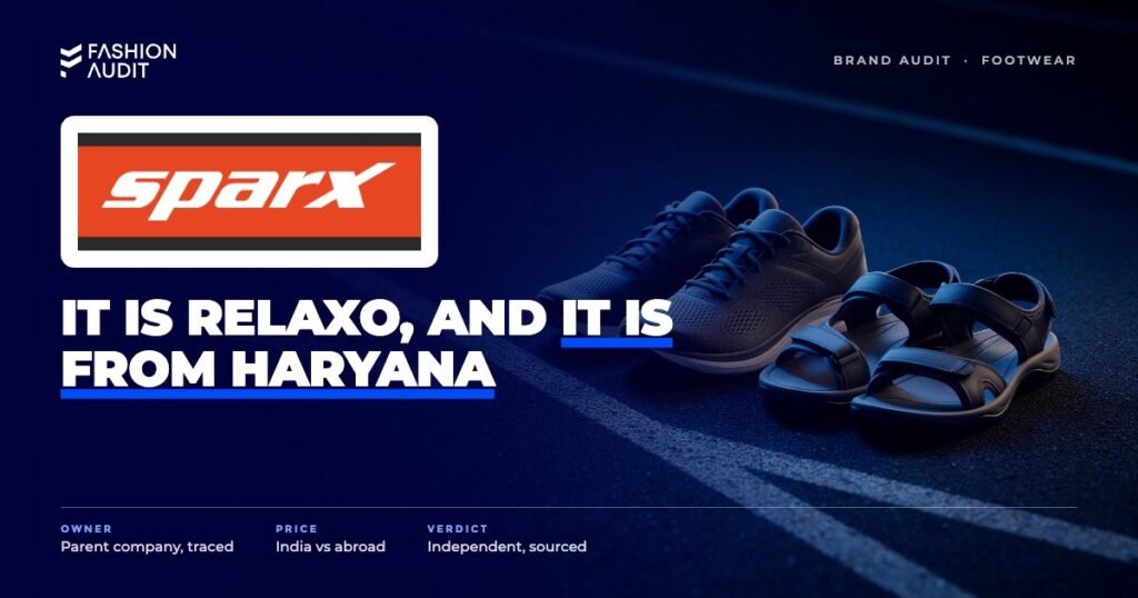 Sparx brand audit by FashionAudit: Sparx logo over a pair of everyday sports shoes and sandals on a running track