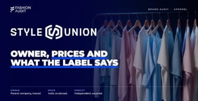 Style Union brand audit by FashionAudit: Style Union logo over casual women's co-ord sets and t-shirts in pastel tones on a rail