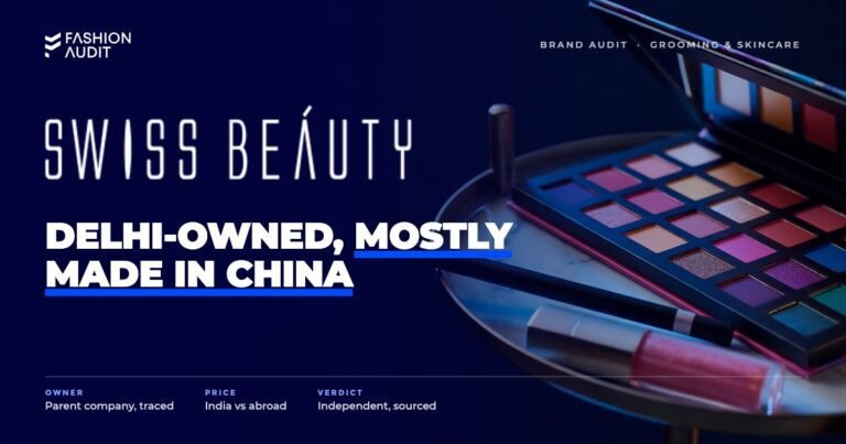 Swiss Beauty brand audit by FashionAudit: Swiss Beauty logo over a colourful eyeshadow palette