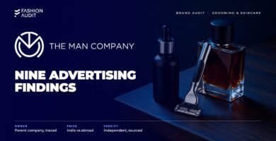 The Man Company brand audit by FashionAudit: The Man Company logo over men's grooming kit with beard oil