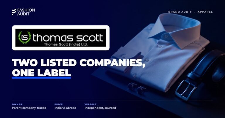 Thomas Scott brand audit by FashionAudit: Thomas Scott logo over a slim-fit men's formal shirt