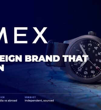 Timex brand audit by FashionAudit: Timex logo over a classic field watch with a nylon strap on a camping map