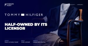 Tommy Hilfiger brand audit by FashionAudit: Tommy Hilfiger logo over a preppy navy blazer