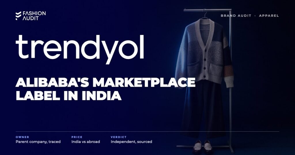 Trendyol brand audit by FashionAudit: Trendyol logo over a trendy knit cardigan